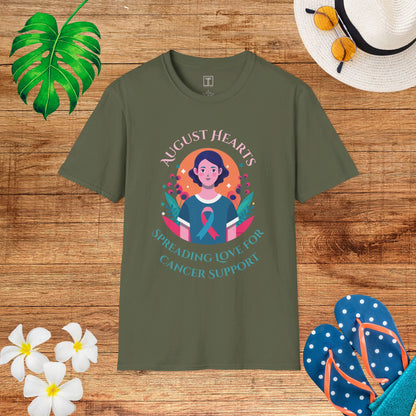 August Hearts: Spreading Love for Cancer Support T-Shirt