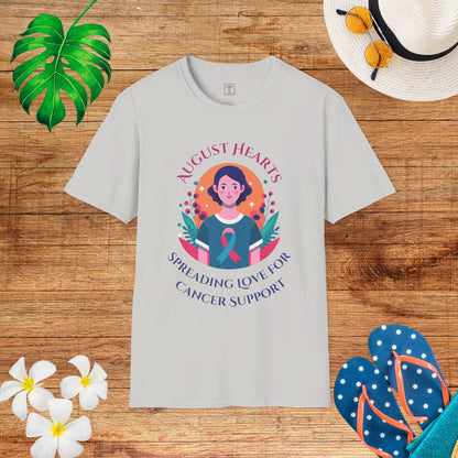 August Hearts: Spreading Love for Cancer Support T-Shirt