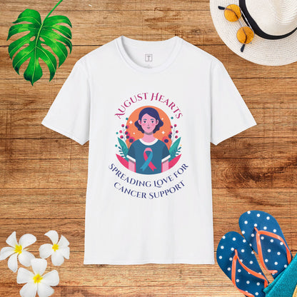 August Hearts: Spreading Love for Cancer Support T-Shirt